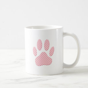Caneca De Café Impressão Da Pata De Cães De Tartan Cor-De-Rosa E