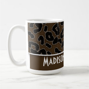 Caneca De Café Impressão De Animais De Leopardo Escuro; Personal