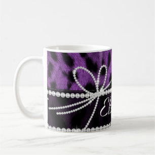 Caneca De Café Impressão de animais roxos roxos de belas tendên