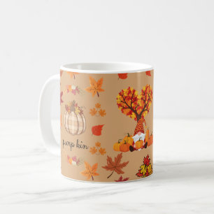 Caneca De Café Impressão de Arte de Gnome de Outono Abóbora de Ou