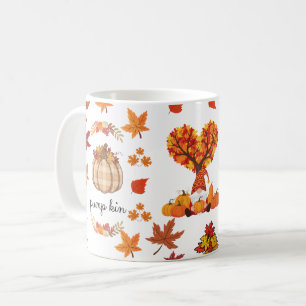 Caneca De Café Impressão de Arte de Gnome de Outono Abóbora de Ou