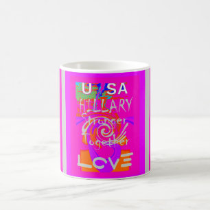 Caneca De Café Impressão de Arte de Inspiração Hillary com Bordas