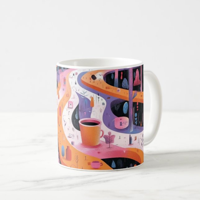 Caneca De Café Impressão de Arte de Parede Formas Geométricas e C (Frente Esquerda)