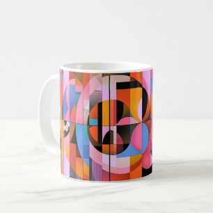 Caneca De Café Impressão de Arte de Parede Formas Geométricas e C