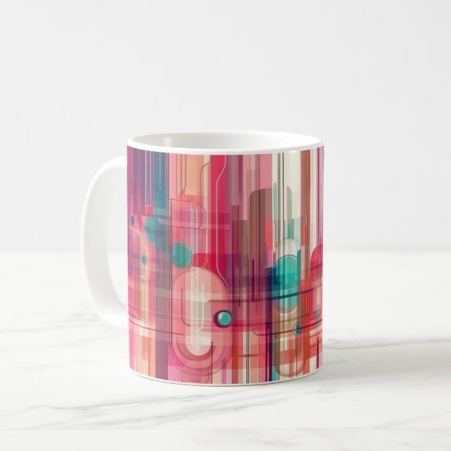 Caneca De Café Impressão de Arte de Parede Formas Geométricas e C (Frente Esquerda)