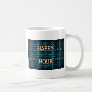 Caneca De Café Impressão de Arte de Vetor Azul de Texto de Hora F
