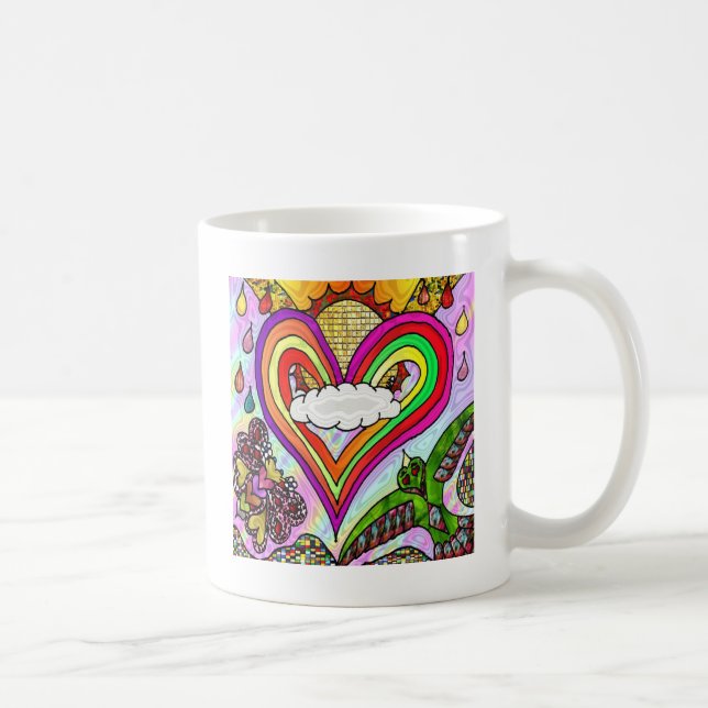 Caneca De Café Impressão de Arte do Arco Arco-Íris Psicodélico (Direita)