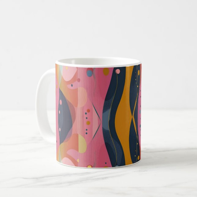 Caneca De Café Impressão de Arte para Parede com Formas Geométric (Frente Esquerda)