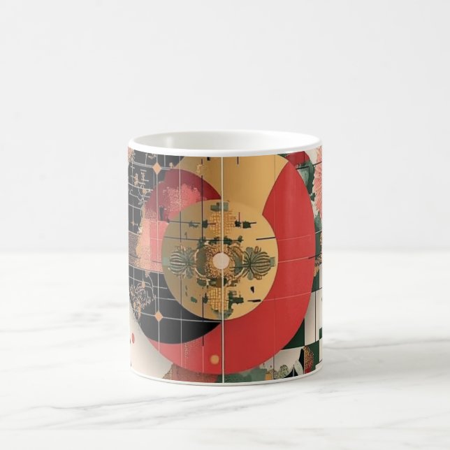 Caneca De Café Impressão de Arte para Parede com Formas Geométric (Centro)