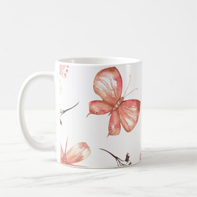 Caneca De Café Impressão de Borboleta  (Esquerda)