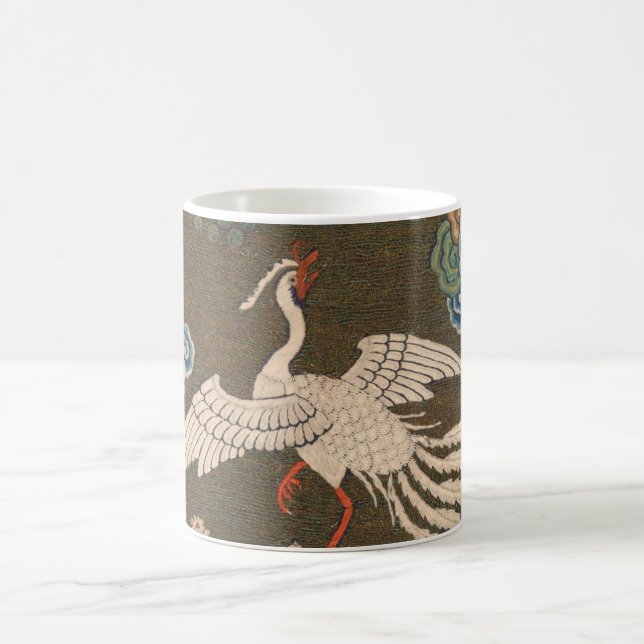 Caneca De Café Impressão de bordado em seda de pássaro branco chi (Centro)