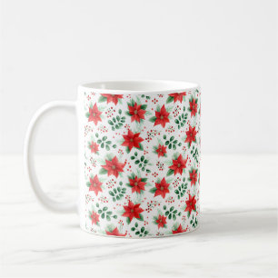 Caneca De Café Impressão de Botânica Red Poinsettias