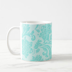 Caneca De Café Impressão de café verde-teal, úmido azul-vintage