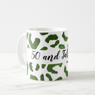 Caneca De Café Impressão de Chita 50 e Fabuloso Verde e Branco