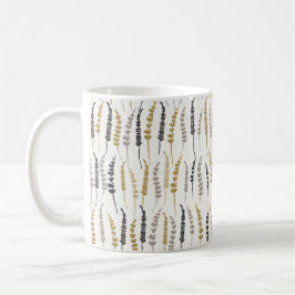 Caneca De Café Impressão de Fern natural em canas Douradas e Cinz