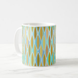 Caneca De Café Impressão de fita do século médio - blues e neutra