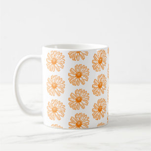 Caneca De Café Impressão de Flor Laranja Daisy, Padrão Floral Vin
