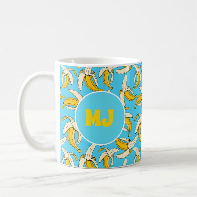 Caneca De Café Impressão de Fruta de Monograma de Padrão de Banan (Esquerda)