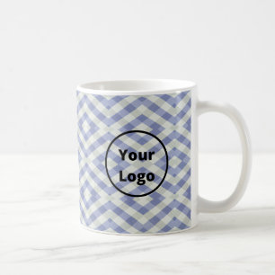 Caneca De Café Impressão de geometria branca e azul do logotipo
