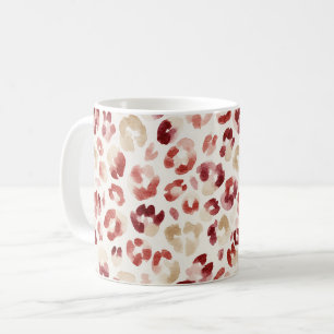 Caneca De Café Impressão de leopardo creme vermelho Borgonha