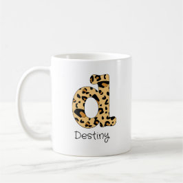 Caneca De Café Impressão de Leopardo Inicial Minúscula d e Nome