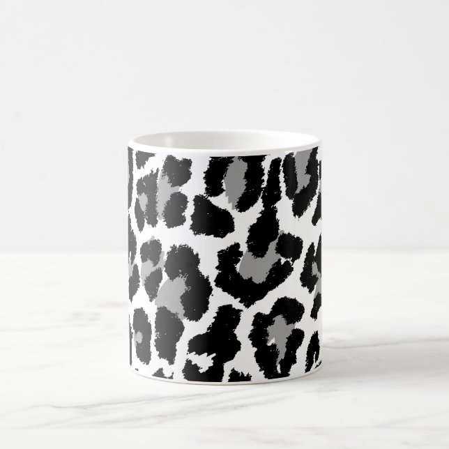 Caneca De Café Impressão de leopardo preto e branco da PixDezines (Centro)