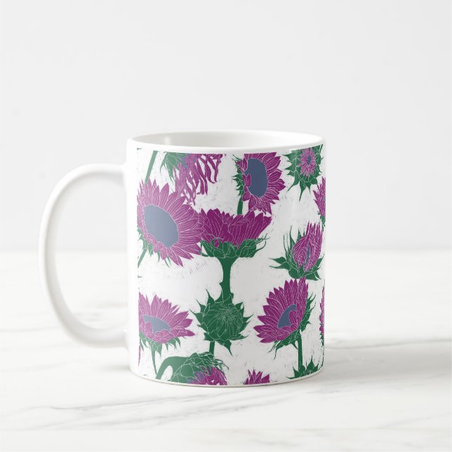 Caneca De Café Impressão de madeira Rosa de girassol (Esquerda)
