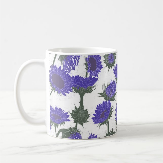 Caneca De Café Impressão de madeira Roxo de girassol (Esquerda)