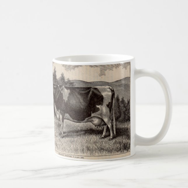 Caneca De Café impressão de novilha Holstein do século 19 (Direita)