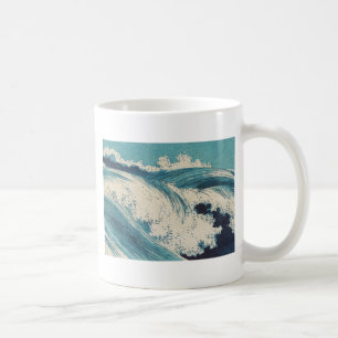 Caneca De Café Impressão de Oceano de Ondas Azuis Antigas Japones