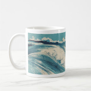 Caneca De Café Impressão de Oceano de Ondas Azuis Antigas Japones