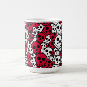 Caneca De Café Impressão de padrão de caveira gótica cereja