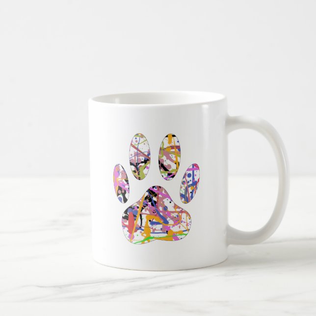 Caneca De Café Impressão de Paint Splatter Dog Paw (Direita)