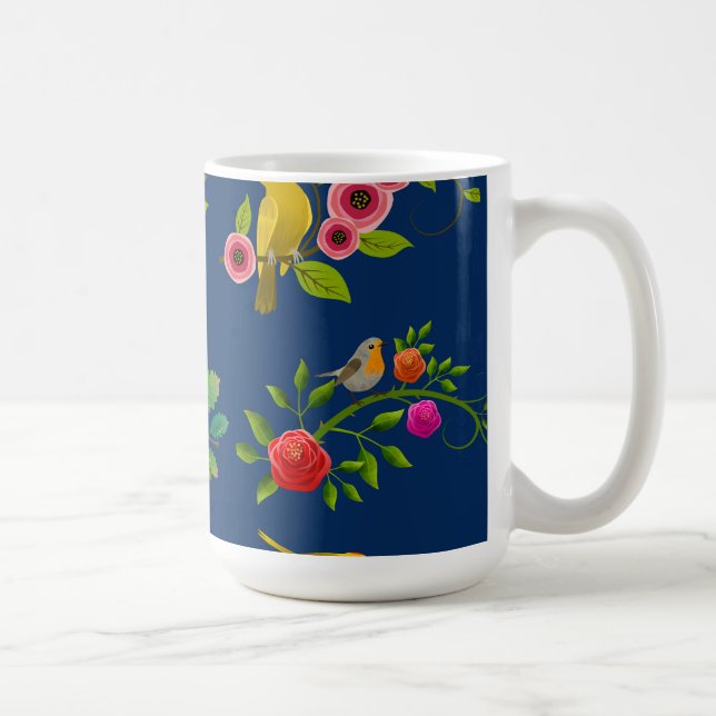 Caneca De Café Impressão de pássaro azul (Direita)