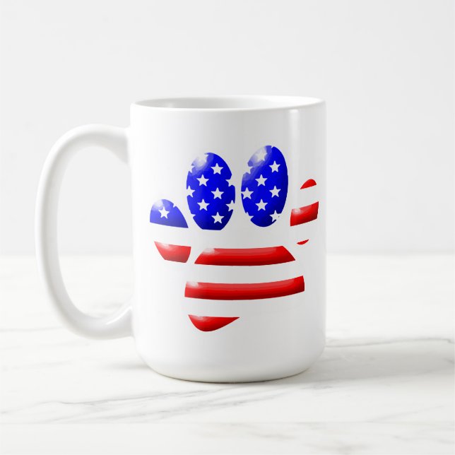 Caneca De Café Impressão de Pata de Cachorro com Bandeira dos EUA (Esquerda)