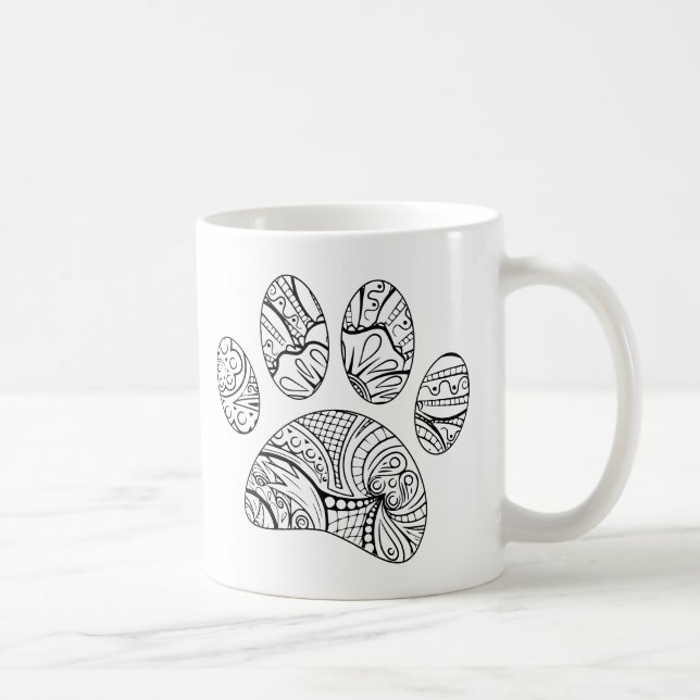 Caneca De Café Impressão de Pata de Cachorro de Mandala (Direita)