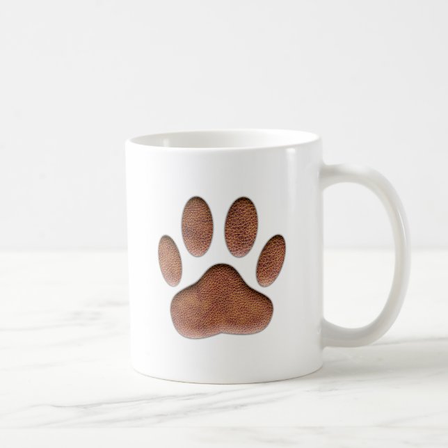 Caneca De Café Impressão de Pata de Cachorro de Textura de Couro (Direita)