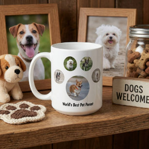 Caneca De Café Impressão de Pata de Fotografia de Cão Personaliza