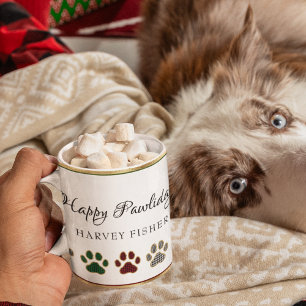 Caneca De Café Impressão de pata, Vermelho, Verde, Preto, Xadrez