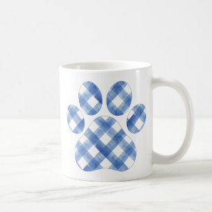 Caneca De Café Impressão de Pata Xadrez Azul