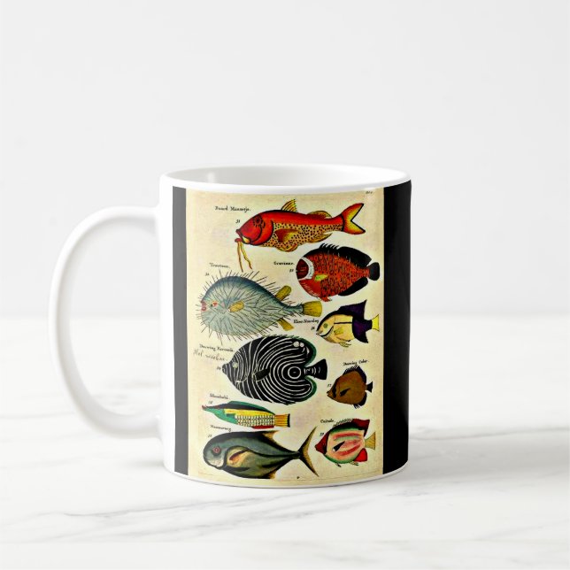 Caneca De Café impressão de peixe antigo (Esquerda)