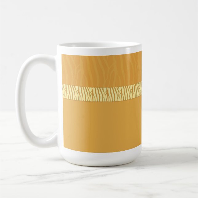 Caneca De Café Impressão de Pelo de Zebra Amarelo Dourado (Esquerda)