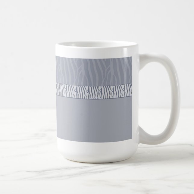 Caneca De Café Impressão de Pelo de Zebra Cinza Prateado (Direita)