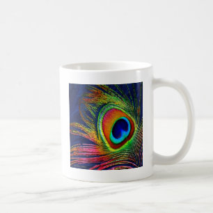Caneca De Café Impressão de Pena de Pavão Colorida