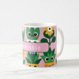 Caneca De Café Impressão de planta em vaso personalizável fofa