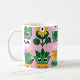 Caneca De Café Impressão de planta em vaso personalizável fofa