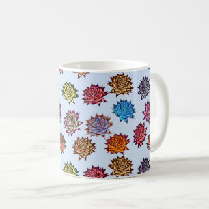 Caneca De Café Impressão de Rosa, Padrão Floral de Estilo Moderno