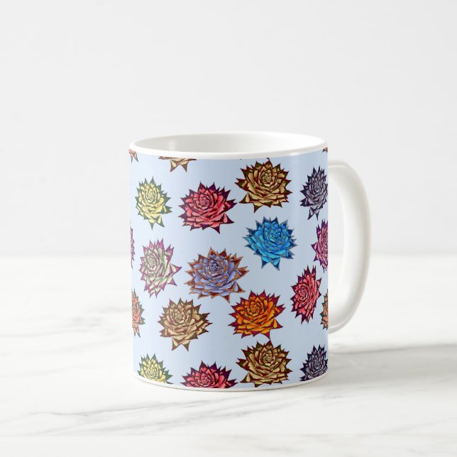 Caneca De Café Impressão de Rosa, Padrão Floral de Estilo Moderno (Frente Esquerda)