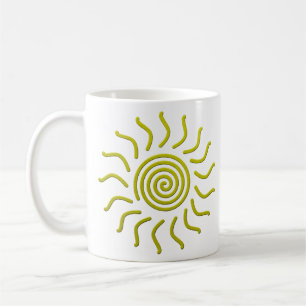 Caneca De Café Impressão de Sol Amarelo Cortado de Papel