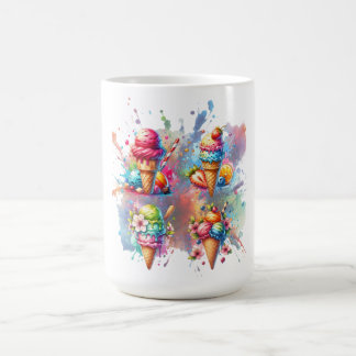 Caneca De Café Impressão de Sorvete de Aquarela - Unidade de Verã